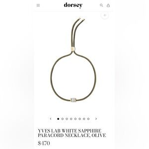 DORSEY YVES Olive Paracord Necklace with White Sapphire